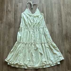 Crescent Green Tiered Halter Midi Dress Size Small Cottagecore